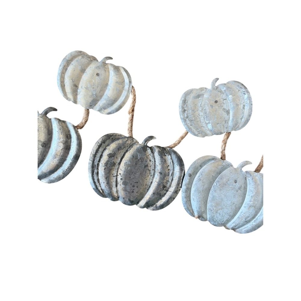 4-ft Galvanized Tin Jute Harvest Fall Pumpkin Halloween Holiday Garland Decor